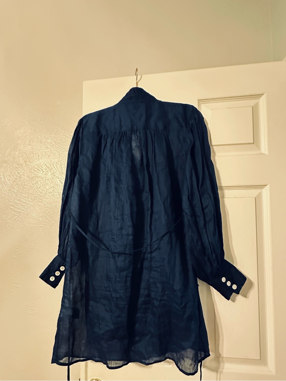 Banana Republic Navy Sheer Long Trench Coat